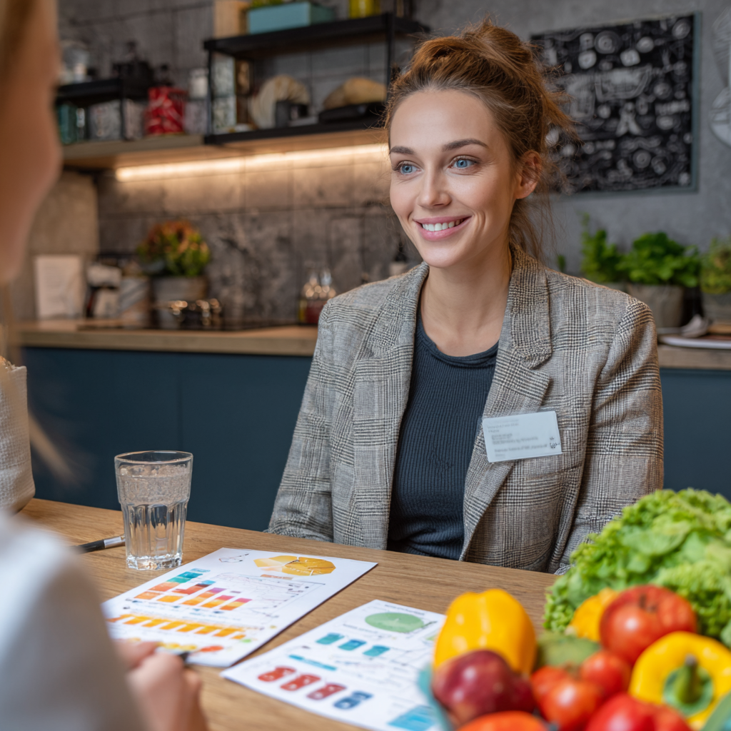 Happy Ukrainian family of different ages sharing a healthy, colorful meal together at a dinner table, everyone smiling and enjoying nutritious food